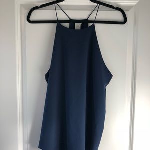 Navy “Paper Crane” Sheer Tank Top Medium